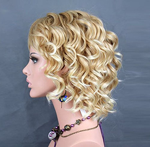 Impresionante encantador corto peluca rizado peluca de verano estilo piel Top Ladies Wigs UK