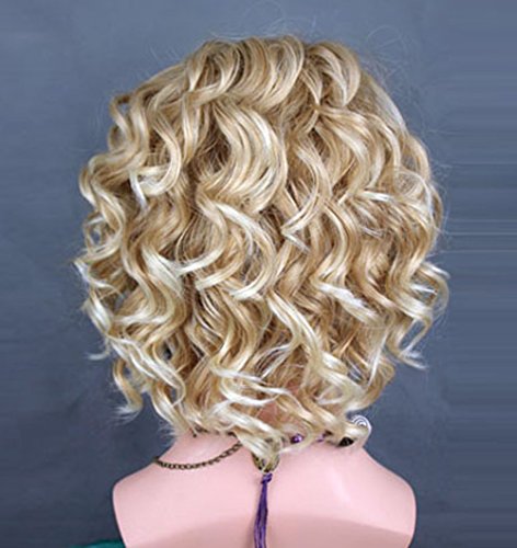 Impresionante encantador corto peluca rizado peluca de verano estilo piel Top Ladies Wigs UK