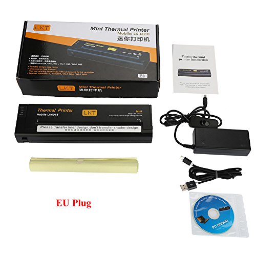 Impresora térmica para tatuaje Máquina copiadora Plantilla Profesional para hacer tatuajes Fabricante de papeles de transferencia, Impresora de tamaño mini compatible con PC(BLACK)