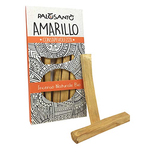 Incienso Natural Palo Santo - Palitos Variedad Amarillo - 5 Palitos - Aroma balsámico y Fresco - Original Bursera Graveolens ecuatoriano - Recupera Buena energía y alegría!