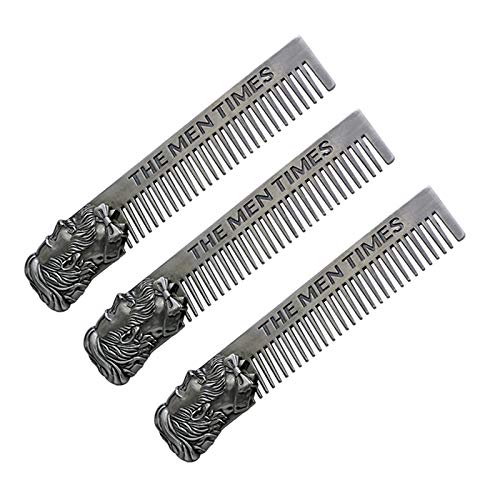 Inconpro 3pcs Moderno Peine de Pelo Peine de Barba Peine Portátil para Hombres Acero Inoxidable Plata 14.8 * 2.9cm