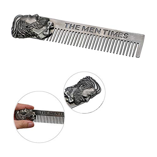 Inconpro 3pcs Moderno Peine de Pelo Peine de Barba Peine Portátil para Hombres Acero Inoxidable Plata 14.8 * 2.9cm