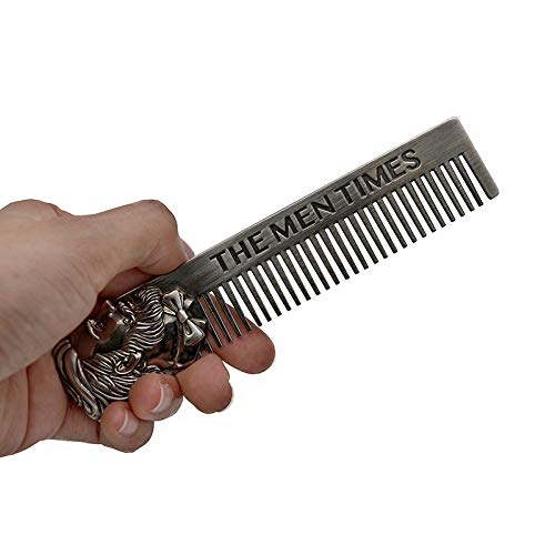 Inconpro 3pcs Moderno Peine de Pelo Peine de Barba Peine Portátil para Hombres Acero Inoxidable Plata 14.8 * 2.9cm