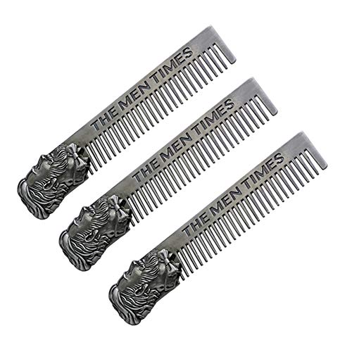 Inconpro 3pcs Moderno Peine de Pelo Peine de Barba Peine Portátil para Hombres Acero Inoxidable Plata 14.8 * 2.9cm