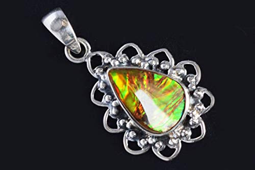 Increíble colgante de amonígita verde natural, amoníaco canadiense, plata de ley 925, joyería hecha a mano, regalos FSJ-3675