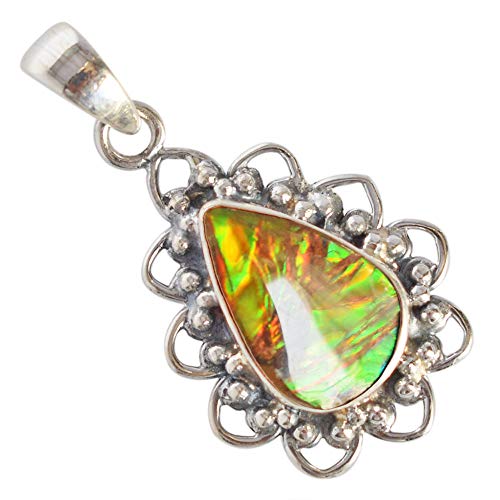 Increíble colgante de amonígita verde natural, amoníaco canadiense, plata de ley 925, joyería hecha a mano, regalos FSJ-3675