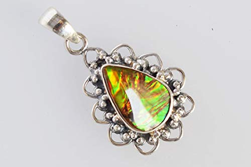 Increíble colgante de amonígita verde natural, amoníaco canadiense, plata de ley 925, joyería hecha a mano, regalos FSJ-3675