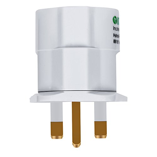 Incutex 3X adaptadores de Viaje UK, GB, Inglaterra Schuko, 2 Patas Europa hacia 3 Patas RU, Blanco