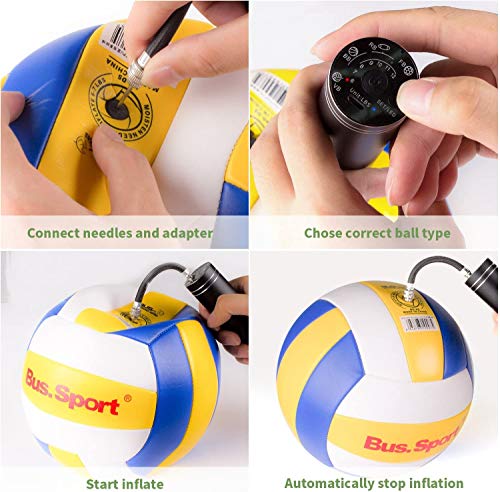 Inflador Balones Eléctrico Automático Recargable para Fútbol Voleibol Fútbol Americano Baloncesto,4 Modos Preestablecidos 4BAR Bomba Balones Rápido Ruido Bajo Inflador Pelotas