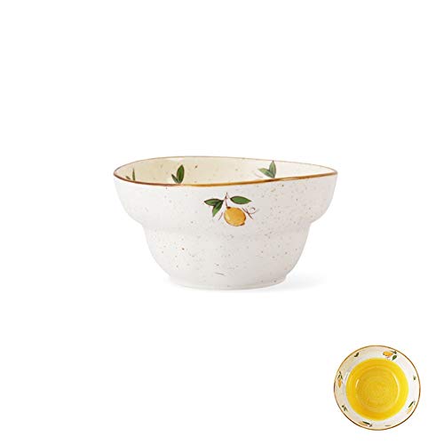 Inicio Creative Noodle Bowl Tazón de cerámica del hogar plato de sopa Plato de Arroz Shami Tazón Vajilla japonesa pequeño tazón de fuente del cuenco de arroz Moda (Color : Lemon, Size : 6.5 inch)