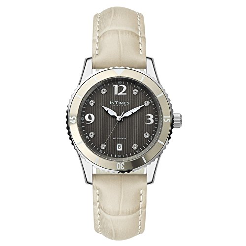 Intimes - Reloj de Cuarzo para Mujer, Correa de Cuero Color Gris
