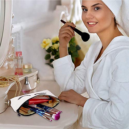 INTVN Bolsas de Maquillaje, 4 Piezas Lona Bolsa de Cosméticos con Cierre Estuche Portátil de Almacenamiento de Monedas de Belleza con Patrón de Pestañas, para Mujer Bolsa para Viajes