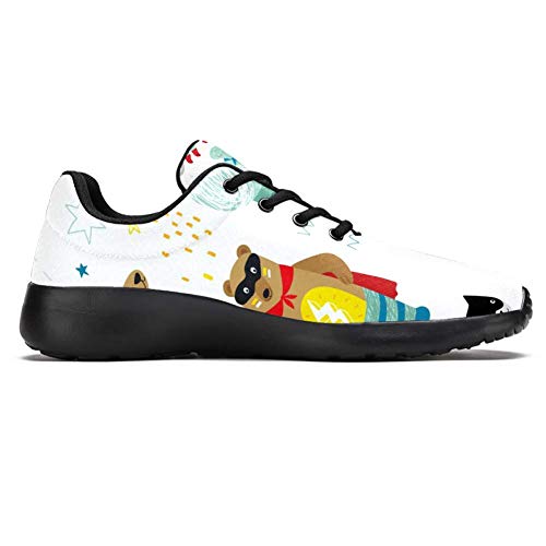Iobaby - Zapatillas deportivas para correr para mujer, diseño de osito de dinosaurio, malla transpirable, senderismo, tenis, color Multicolor, talla 41 EU