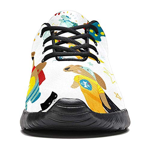 Iobaby - Zapatillas deportivas para correr para mujer, diseño de osito de dinosaurio, malla transpirable, senderismo, tenis, color Multicolor, talla 41 EU