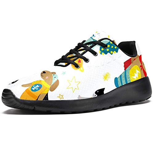 Iobaby - Zapatillas deportivas para correr para mujer, diseño de osito de dinosaurio, malla transpirable, senderismo, tenis, color Multicolor, talla 41 EU