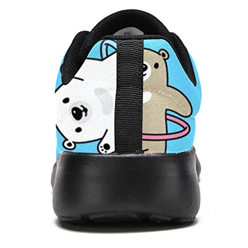 Iobaby - Zapatillas deportivas para correr para mujer, diseño de osito de hula, malla transpirable, senderismo, tenis, color Multicolor, talla 37 EU