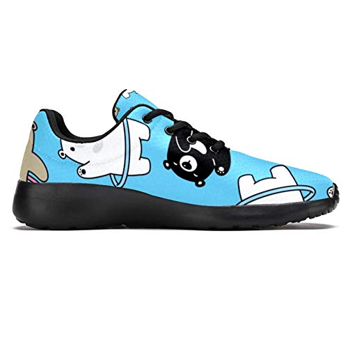 Iobaby - Zapatillas deportivas para correr para mujer, diseño de osito de hula, malla transpirable, senderismo, tenis, color Multicolor, talla 37 EU
