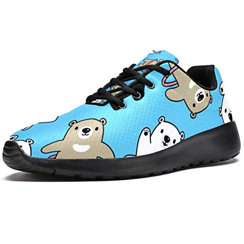 Iobaby - Zapatillas deportivas para correr para mujer, diseño de osito de hula, malla transpirable, senderismo, tenis, color Multicolor, talla 37 EU
