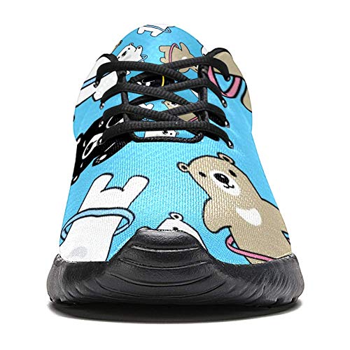Iobaby - Zapatillas deportivas para correr para mujer, diseño de osito de hula, malla transpirable, senderismo, tenis, color Multicolor, talla 37 EU