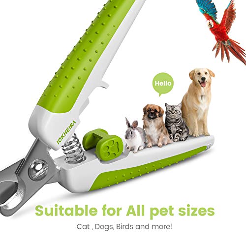 Iokheira Cortauñas Perro y Gato，Tijeras Uñas Profesional de Acero Inoxidable con Protector y traba de Seguridad para Razas de Mascotas,Incluye Lima de uñas（ Herramienta de Aseo）