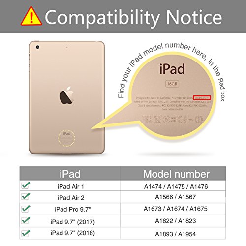 iPad 9.7 2017/2018 Funda de teclado, Besmall teclado inalámbrico Bluetooth con cuero de la PU cubierta Para Nuevo Apple iPad 9.7 Lanzado en 2017/2018, iPad Air 1/2, iPad Pro 9.7 - Negro