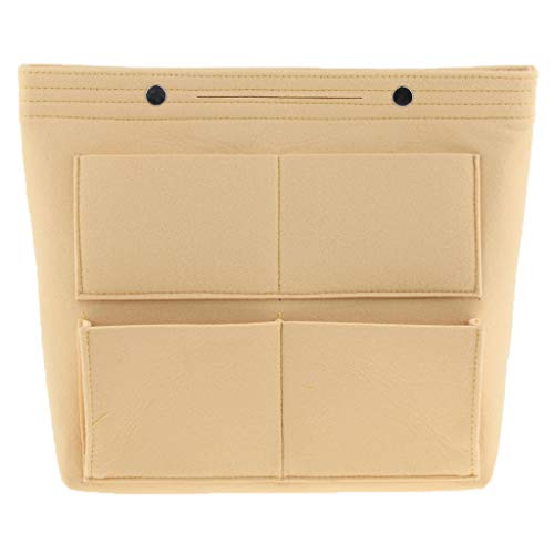 IPOTCH Bolso de Aseo de Fieltro Neceser de Maquillaje Organizador de Inserciones Almacenamiento de Llaves Teléfonos Cables de Dato para Viaje - Beige