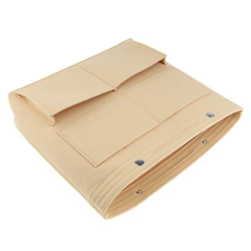 IPOTCH Bolso de Aseo de Fieltro Neceser de Maquillaje Organizador de Inserciones Almacenamiento de Llaves Teléfonos Cables de Dato para Viaje - Beige