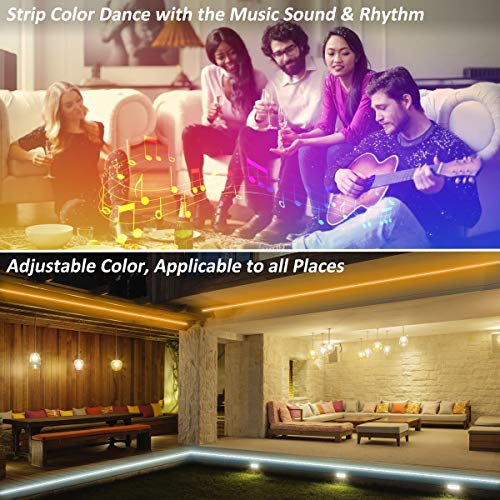 IREGRO Bluetooth Tiras LED,5M Barra de luz LED RGB sincronizada con música,12V LEDs Tiras Luces Adhesiva Multicolor Control de APP y Remoto Control para Decoración de Casa, Jardín, Fiesta, etc (5M)