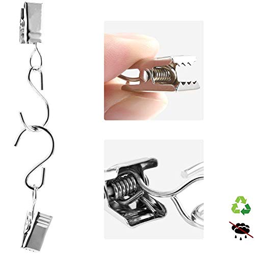 Irich 30 Piezas Clips de Cortina, Pinzas para Cortina con S Ganchos Multifuncional para Cortina de Ducha Fotos Luces de Fiesta Decoración del Hogar