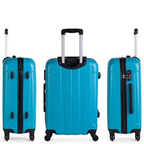 ITACA - Juego Maletas de Viaje Rígidas 4 Ruedas Trolley 55/65 cm ABS. Resistentes y Ligeras. Asas Candado. Pequeña Cabina Low Cost Ryanair y Mediana. Estudiante. 771115, Color Turquesa