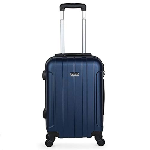 ITACA - Maleta Cabina de Viaje Rígida 4 Ruedas Trolley 55 cm ABS Lisa. Pequeña Equipaje de Mano. Cómoda y Ligera. Viajes Cortos. Low Cost Ryanair, 771150, Color Marino