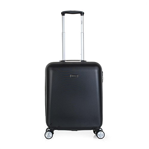 ITACA - Maleta de Viaje Cabina 55x40x20 cm 4 Ruedas Trolley ABS. Equipaje de Mano. Rígida Resistente y Ligera. Mango Asas Candado. Low Cost Ryanair. T58050, Color Negro