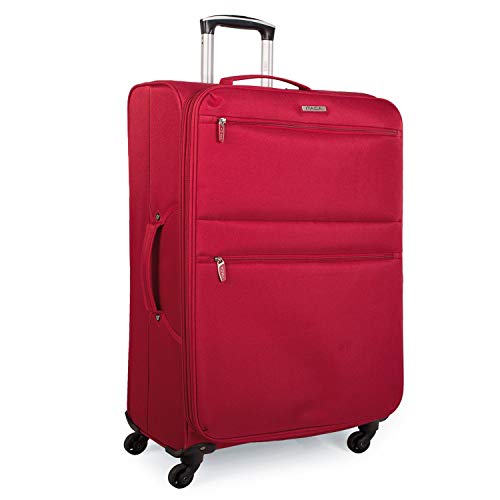 ITACA - Maleta de Viaje Cabina Blanda 4 Ruedas 55x40x20 cm Trolley Poliéster EVA. Equipaje de Mano. Resistente y Ligera. Mango y Asas. Low Cost Ryanair Vueling. I52750, Color Rojo