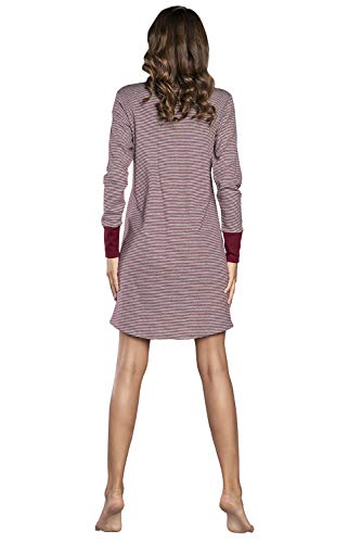 Italian Fashion IF - Camisón para mujer, para nacimiento, maternidad, embarazo, ropa de noche, con botones continuos, camisa de nacimiento para madre granate S