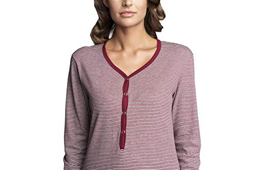 Italian Fashion IF - Camisón para mujer, para nacimiento, maternidad, embarazo, ropa de noche, con botones continuos, camisa de nacimiento para madre granate S