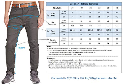 ITALY MORN Pantalones Chinos Cargo de Hombre de Trabajo Slim Fit 36 Negro