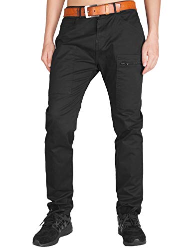 ITALY MORN Pantalones Chinos Cargo de Hombre de Trabajo Slim Fit 36 Negro