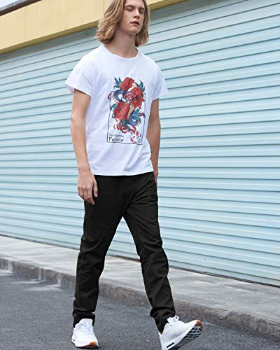 ITALY MORN Pantalones Chinos Cargo de Hombre de Trabajo Slim Fit 36 Negro