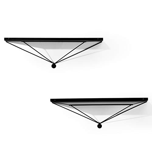 J JACKCUBE DESIGN MK486A - Estantes flotantes flotantes de Pared (2 estantes, Marco de Acero, para Cocina, baño, Sala de Estar), Color Negro