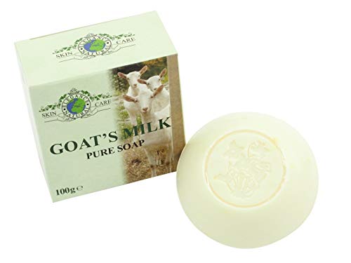 Jabón con leche de cabra (puro) - 100 g Para psoriasis, eccema, pieles secas sarpullidos, rosácea, pieles sensibles y dermatitis. Fabricado por Elegance Natural Skin Care en Gran Bretaña.