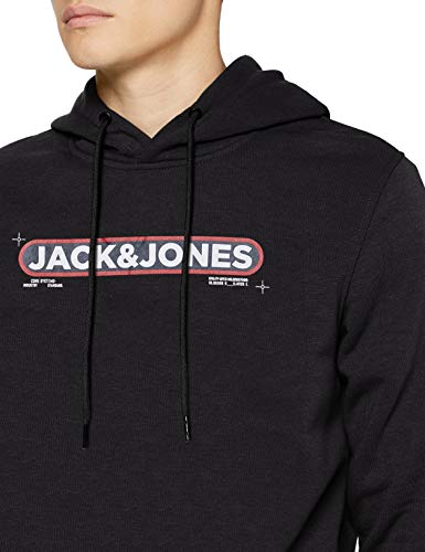 Jack & Jones JCOBOOSTER Sweat Hood Oct 19 Sudadera con Capucha, Negro (Black Black), M para Hombre