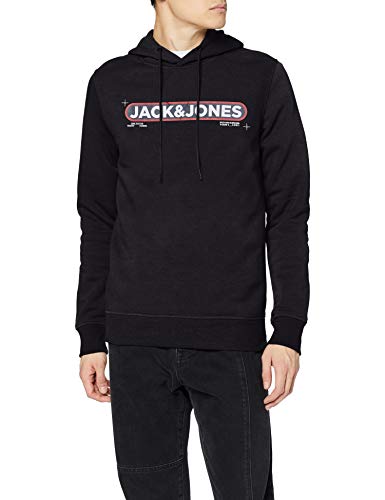 Jack & Jones JCOBOOSTER Sweat Hood Oct 19 Sudadera con Capucha, Negro (Black Black), M para Hombre