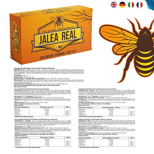 Jalea Real | Ginseng Rojo | Vitamina C | Vitaminas B6 y B12 | Aporta Energía y Vitalidad | Aporta Energía y Vitalidad | Refuerza tus defensas (40 AMPOLLAS)- Qualnat