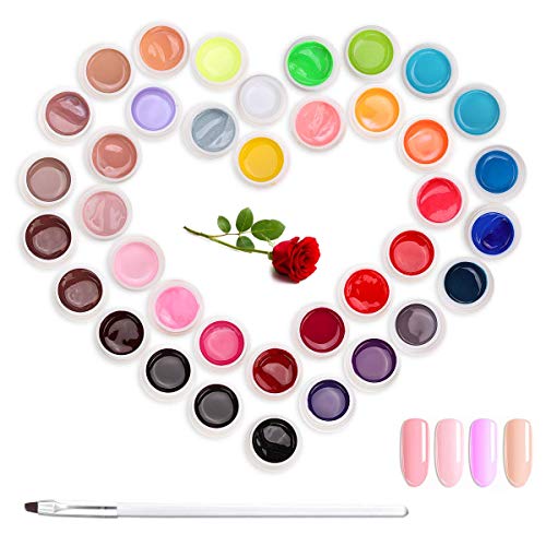 Janolia Esmaltes Semipermanente, 36 Colores Esmaltes de UV, Kit de Gel Esmaltes de Uñas, Manicura Kit para Principiantes y Profesionales, Esmalte de Fototerapia, Regalo Ideal