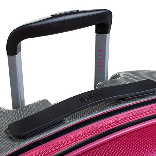 JASLEN - Juego de Maletas de Viaje Rígidas 4 Ruedas Trolley 55/66 cm ABS. Duraderas Resistentes y Ligeras. Candado TSA. Pequeña Cabina y Mediana. Marca Calidad y Diseño. 56515, Color Fucsia-Plata