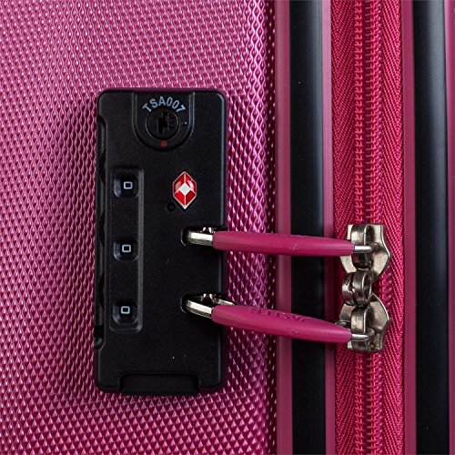 JASLEN - Juego de Maletas de Viaje Rígidas 4 Ruedas Trolley 55/66 cm ABS. Duraderas Resistentes y Ligeras. Candado TSA. Pequeña Cabina y Mediana. Marca Calidad y Diseño. 56515, Color Fucsia-Plata