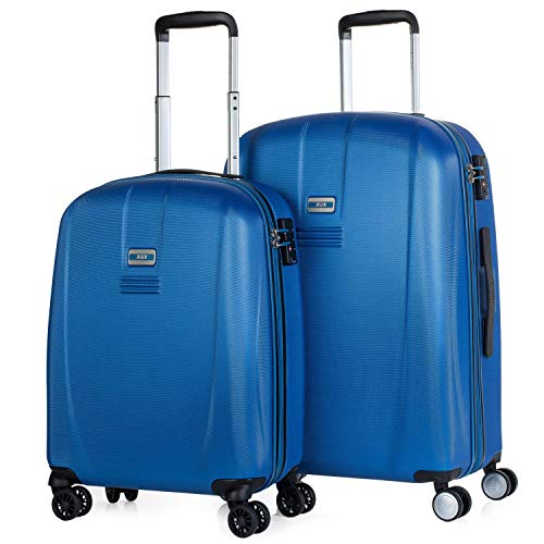 JASLEN - Juego de Maletas de Viaje Rígidas 4 Ruedas Trolley 55/66 cm ABS. Duraderas Resistentes y Ligeras. Candado TSA. Pequeña Cabina y Mediana. Marca Calidad y Diseño. 56515, Color Azul