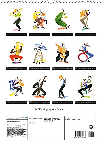 Jazz swinging new orleans (calendrier mural 2019 din a3 vertical) - musiciens de la nouvelle orleans (Calvendo Personnes): Musiciens de la Nouvelle ... et coloré (Calendrier mensuel, 14 Pages )