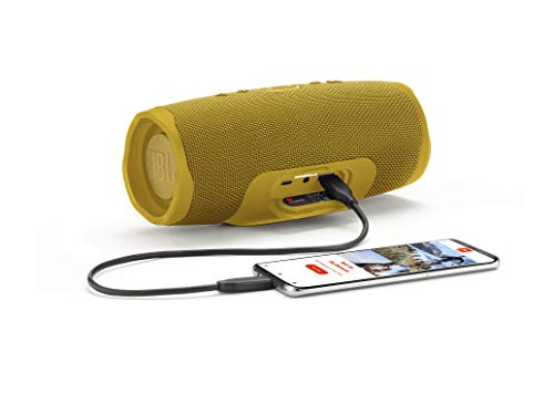 JBL Charge 4 – Altavoz inalámbrico portátil con Bluetooth, parlante resistente al agua (IPX7), JBL Connect+, hasta 20 h de reproducción con sonido de alta fidelidad, amarillo