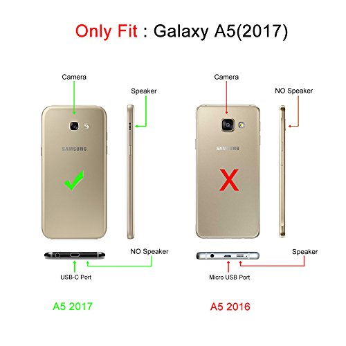 J&D Compatible para Galaxy A5 2017 Funda, [Armadura Delgada] [Doble Capa] [Protección Pesada] Híbrida Resistente Funda Protectora y Robusta para Samsung Galaxy A5 (Release in 2017) - Metálicos Negro